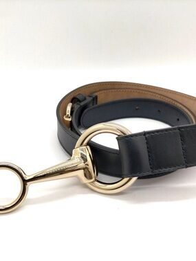 Gucci Black Leather Belt with Gold Horsebit Detail